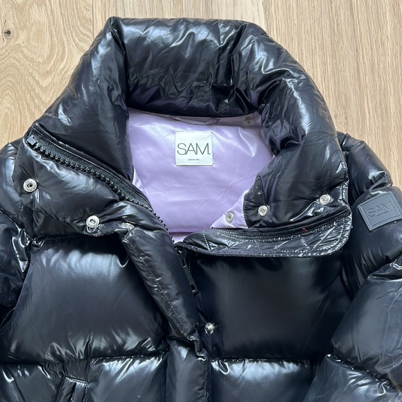 SAM. Andi Short Down Puffer Coat In Jet/wisteria - Picture 5 of 7
